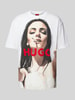 HUGO T-Shirt mit Label-Print Modell 'DUWEDIE' Weiss