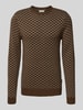 Blend Gebreide pullover met ribboorden, model 'BALEN' Donkerbruin