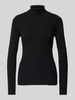 Pieces Slim Fit Rollkragenpullover in Ripp-Optik Modell 'MIRA' Black