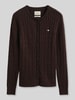 GANT regular fit gebreid jack van katoenmix Middenbruin