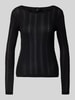 Vero Moda Slim Fit Langarmshirt mit feinem Lochmuster Black