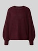 ONLY Regular Fit Pullover mit Woll-Anteil Modell 'NELLIE' Bordeaux Melange