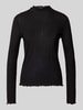 OPUS Shirt met lange mouwen en opstaande kraag, model 'Sivi' Zwart