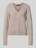 VERO MODA Regular Fit Strickjacke mit V-Ausschnitt Modell 'DOFFY' Sand