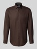 SEIDENSTICKER REGULAR FIT Koszula biznesowa o kroju regular fit z kołnierzykiem typu kent i kieszenią na piersi Ciemnobrązowy