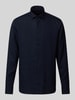 OLYMP SIGNATURE SLIM FIT Slim fit linnen overhemd met kentkraag, model 'Sykia' Marineblauw