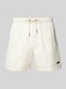 BOSS Relaxed Fit Badeshorts mit Label-Badge Modell 'Jacques' Ecru