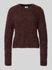 NOISY MAY® Sweter z dzianiny z okrągłym dekoltem model 'SASSY' Czekoladowy