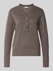 FREE/QUENT Gebreide pullover met korte knoopsluiting, model 'KATIE' Taupe