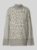 Vero Moda Regular Fit Strickpullover mit Animal-Print Modell 'MARS' Mittelgrau