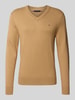 Tommy Hilfiger Regular fit pullover van een mix van katoen en kasjmier Camel