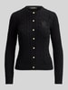 Lauren Ralph Lauren Regular Fit Strickjacke aus reiner Baumwolle mit Logo-Stitching BLACK