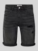 Redefined Rebel Szorty jeansowe o kroju regular fit z przetarciami model ‘PORTO’ Czarny