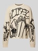 Multiply Apparel Gebreide pullover met statementprints Offwhite