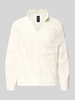 Marc Cain Strickpullover mit Stehkragen und V-Ausschnitt Offwhite