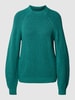 Tom Tailor Gebreide pullover met lanawol en ribstructuur Petrol