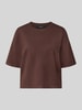 VERO MODA Pudełkowy krój, dzianinowy T-shirt z mieszanka wiskozy model 'VMSILJE' Czekoladowy