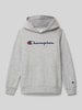 CHAMPION Hoodie mit Label-Stitching Mittelgrau Melange