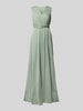 Christian Berg Cocktail Abendkleid in Wickel-Optik Khaki Melange