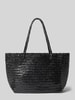 MANGO Shopper aus Ziegenleder in Flecht-Optik Modell 'Bamba' Black