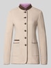 White Label Slim Fit Blazer aus Lanawolle-Mix mit Stehkragen Beige