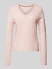 Tommy Hilfiger Pullover mit abgerundetem V-Ausschnitt Modell 'SOFT WOOL' Rosa