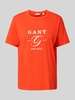 Gant T-Shirt mit Label-Print Koralle