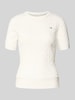 Gant Strickshirt mit Rundhalsausschnitt und Logo-Stitching Offwhite