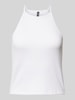 Pieces Tanktop in Ripp-Optik Modell 'OSTINA' Weiss