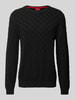 HUGO Strickpullover mit Rundhalsausschnitt Modell 'Selio' Black