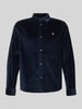 REVIEW Slim fit corduroy overhemd van katoenmix Marineblauw