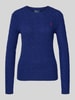 Polo Ralph Lauren Gebreide pullover van een mix van wol en kasjmier, model 'JULIANNA' Donkerblauw