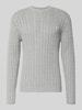 REVIEW Slim Fit Strickpullover reine Baumwolle Hellgrau Melange