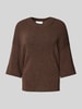 Jake*s Collection Gebreide pullover met 1/2-mouwen Middenbruin