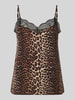 PIECES Loose fit blousetop met kant Model 'TIFFANY' Middenbruin