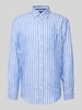 Christian Berg Men Regular Fit Leinenhemd mit Button-Down-Kragen Royal