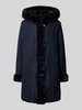 PETITE M. Keerbaar jack van imitatiebont met capuchon en steekzakken Marineblauw