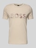 BOSS Green T-shirt met logoprint en ronde hals Beige
