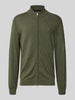 Christian Berg Men Strickjacke mit Reißverschluss Oliv Melange