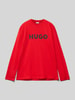 HUGO Shirt met lange mouwen en labelprint Rood