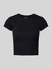 Review T-Shirt mit geripptem Rundhalsausschnitt Black