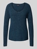 Pieces Regular fit gebreide pullover met V-hals, model 'ELLEN Donkergroen