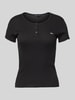 Tommy Jeans T-Shirt mit kurzer Knopfleiste Black