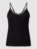 Saint Tropez Top in lingerielook met kant, model 'Maya' Zwart
