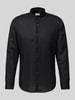 Jake*s Slim Fit Freizeithemd aus Leinen-Baumwoll-Mix Black