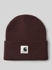 Carhartt Work In Progress Czapka beanie z naszywką z logo model 'Ashley' Ciemnobrązowy