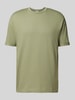 Drykorn T-shirt met geribde ronde hals, model 'THILO' Groen