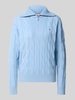Tommy Hilfiger Relaxed Fit Troyer aus reiner Wolle Hellblau