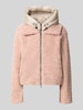 Amber & June Jacke aus Teddyfell mit Zweiwege-Reißverschluss Altrosa