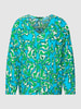 comma Bluse mit V-Ausschnitt Aqua Blau
